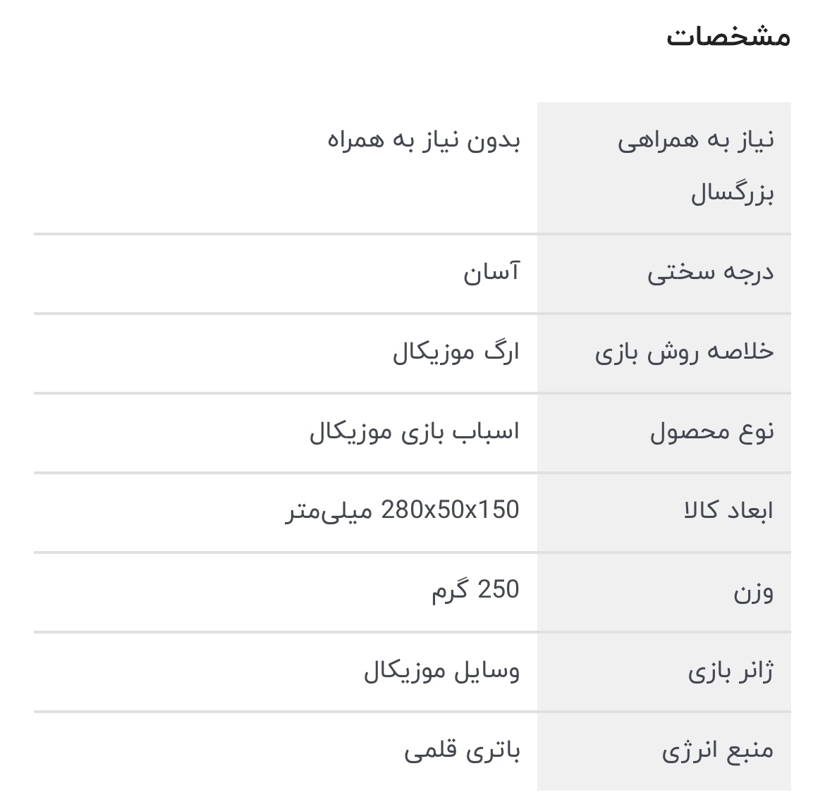 مشخصات ارگ پارچه ای